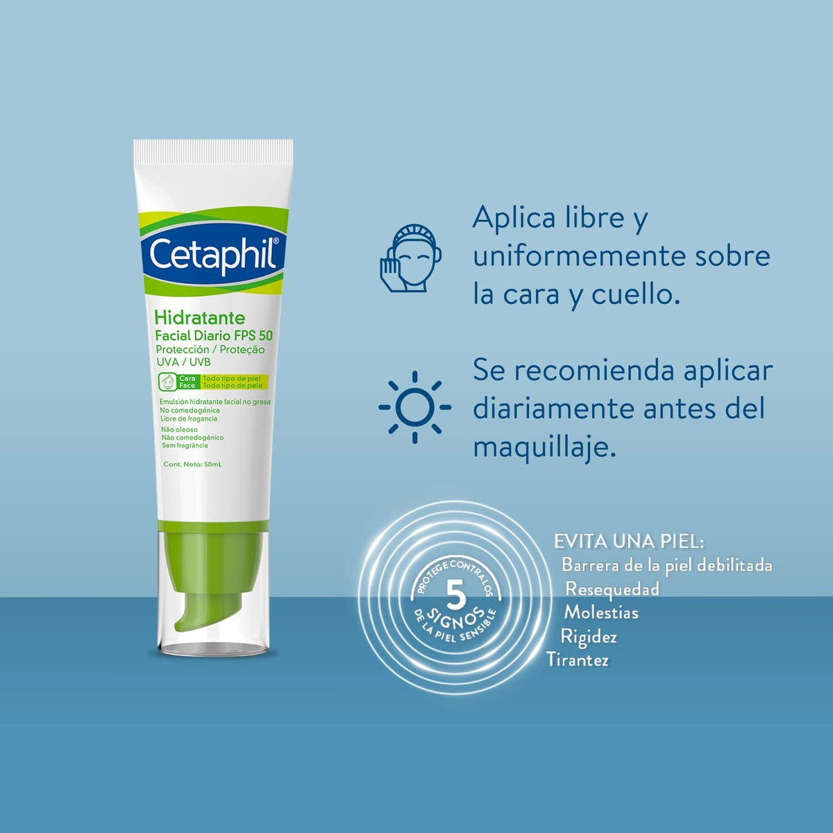 CETAPHIL HIDRATANTE FACIAL SPF50 *50GR